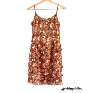 Anthropologie Zenobia Floral Flounce Dress Beautiful Multi Colors Size 6 Tiered